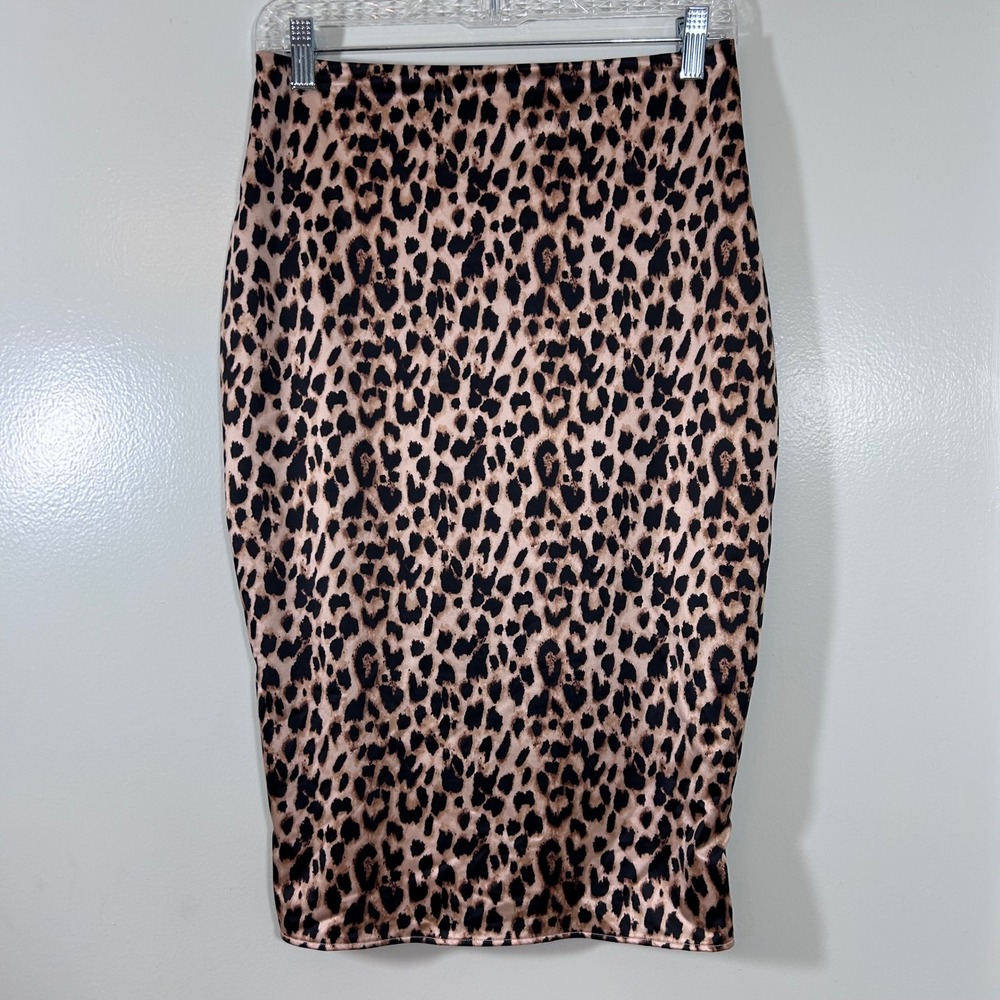 Victoria's Secret Leopard Print Pencil Skirt Medium Brown Animal Bodycon Midi